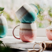 Load image into Gallery viewer, Dip Glazed Ombré Turquoise Mug
